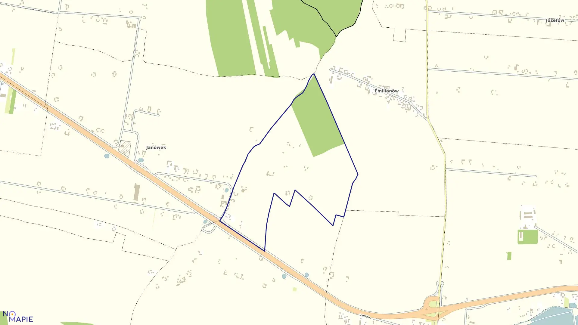 Mapa obrębu Wola Piasecka Kolonia w gminie Piaski